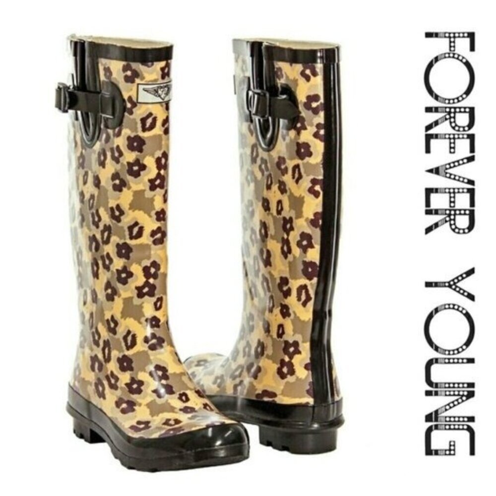 Women's Rainboots, Rubber Tall Rain Boots, RB-1403, Jaguar, Size 6